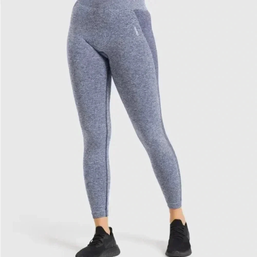 NWT GYMSHARK FLEX HIGH WAISTED LEGGINGS - NAVYMARL/LIGHT GREY - SMALL
